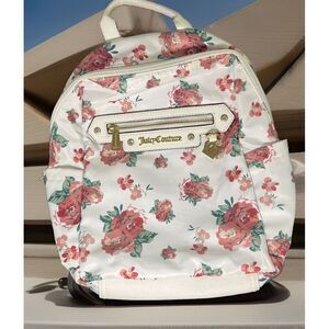 Juicy Couture- White/Red Roses Jeweled Medium Backpack ‎ Floral Backpack New